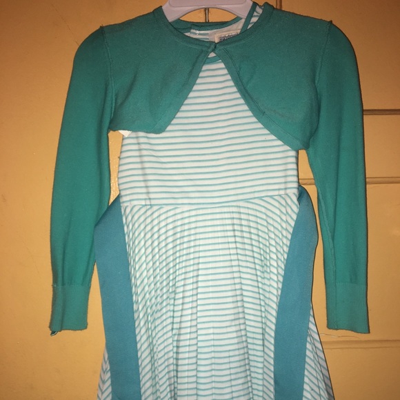 Girls pretty gently used dress with ribbon &bolero - Picture 1 of 1